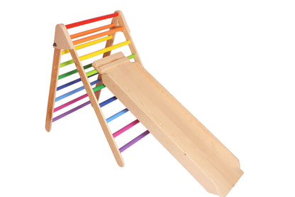 Wood&Joy Wooden Climbing Stairs + Geometric Ramp & Slide (2-Pieces Set)