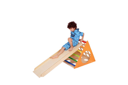 Wood&Joy Wooden Triangle Pikler + Geometric Ramp & Slide (2-Pieces Set)