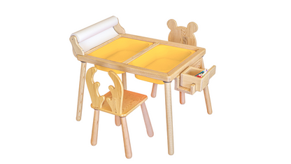 Wood&Joy Wooden Sensory Activity Table (with Staionary Unit & Paper Holder)