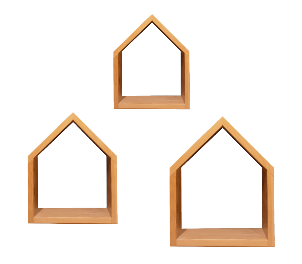 Wood&Joy Wooden House Shape Shelf Set